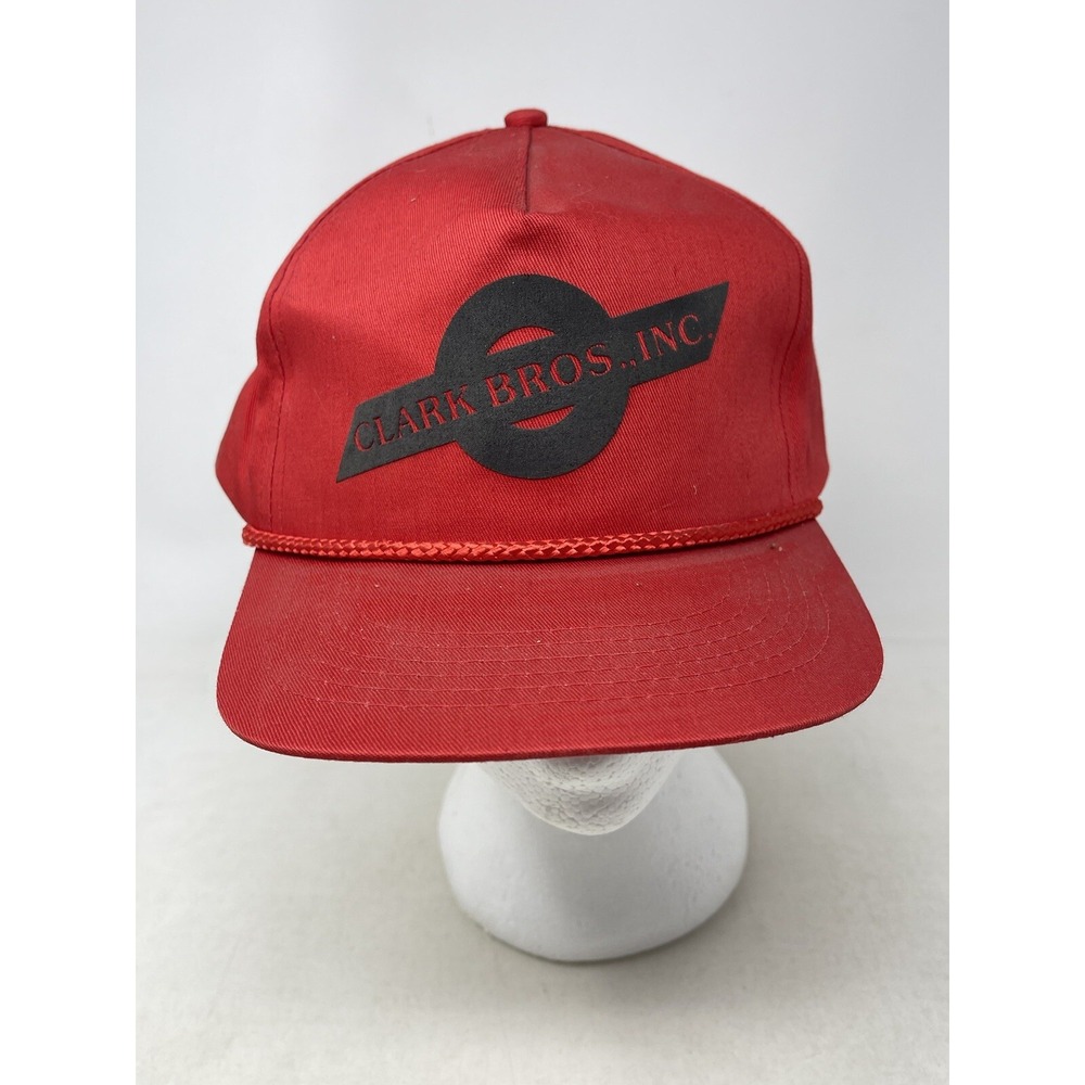 Vintage Clark Bros Snapback Trucker Hat Cap Red Men's Adjustable
